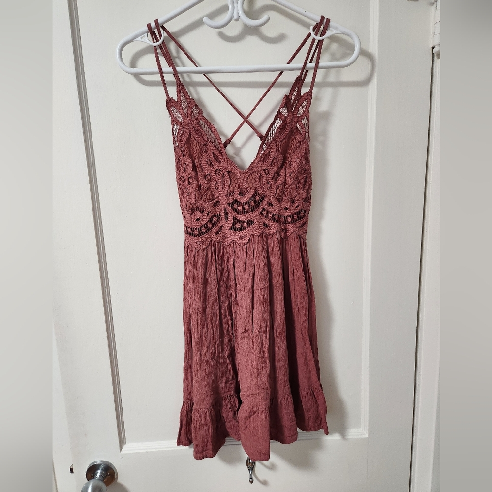 Lace Detail Burgundy Dress from Blue Rain